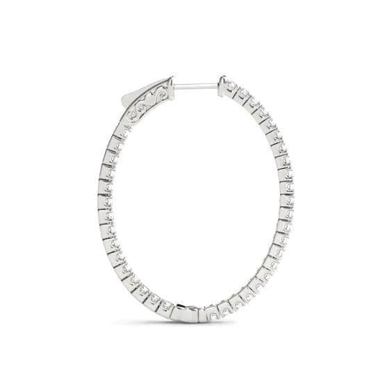 Real Diamond 1.60 Carat White Gold Hoop Earrings Lady Earring New