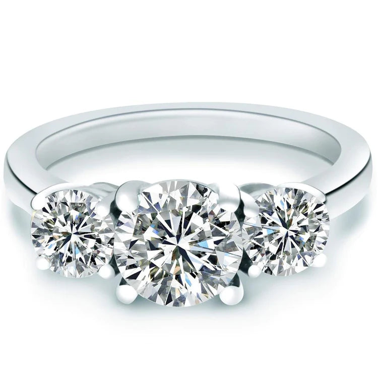 Round Real Diamond 3 Stone Anniversary Ring Gold 1.40 Ct. Jewelry New