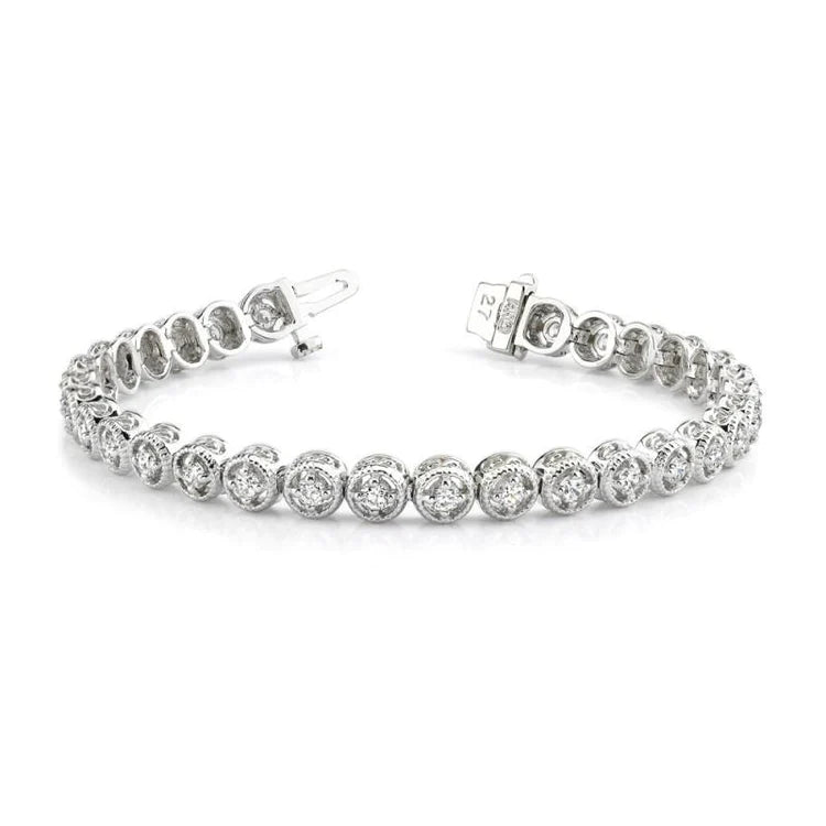 Round Real Diamond 4.80 Carats Tennis Bracelet White Gold