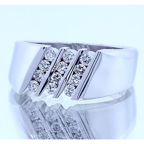 Round Real Diamond Anniversary Band Thick Shank White Gold 14K