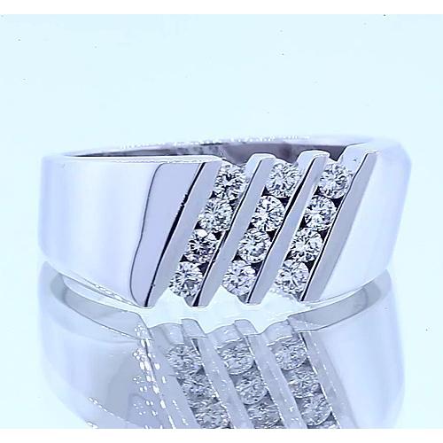 Round Real Diamond Anniversary Band White Gold 14K 1.20 Carats