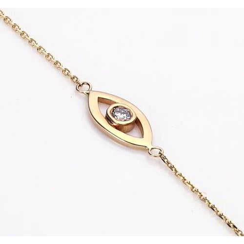 Round Real Diamond Bracelet 1 Carat Bezel Set Yellow Gold 14K