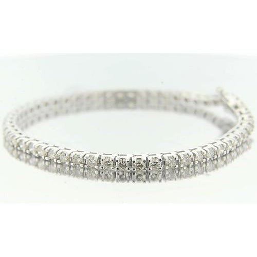 Round Real Diamond Bracelet Prong Set 5.40 Carats White Gold - Tennis Bracelet-harrychadent.ca