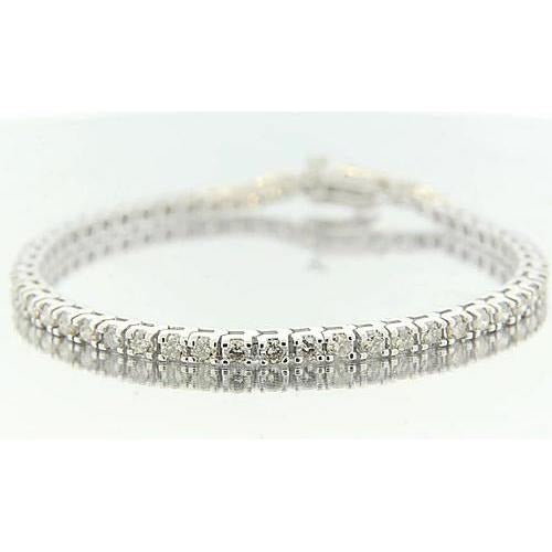 Round Real Diamond Bracelet Prong Set 5.40 Carats White Gold - Tennis Bracelet-harrychadent.ca