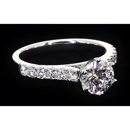 Round Real Diamond Engagement Ring 1.75 Carats White Gold Womens Jewelry