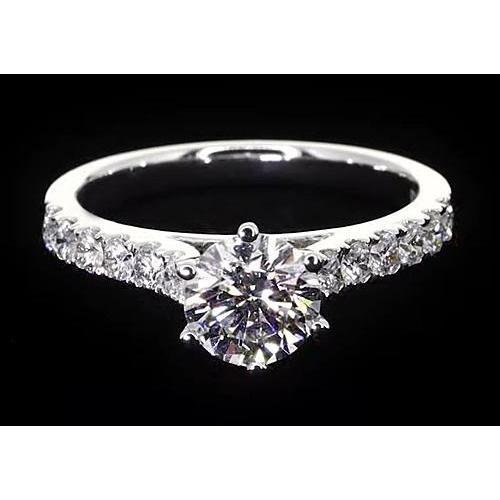 Round Real Diamond Engagement Ring 1.75 Carats White Gold Womens Jewelry