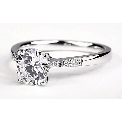 Round Real Diamond Engagement Ring 1.75 Carats