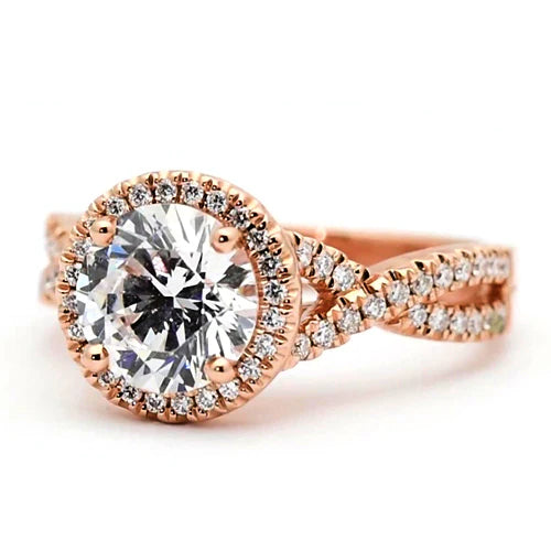 Round Real Diamond Engagement Ring