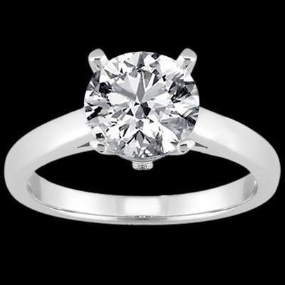 Round Real Diamond Solitaire Women Engagement Ring White Gold
