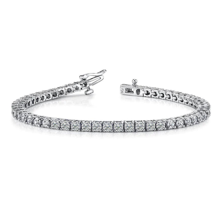 Round Real Diamond Tennis Bracelet Gorgeous 5.30 Ct Prong Set White Gold