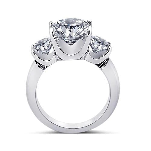 Round Real Diamonds 3 Stone Anniversary Ring Women Jewelry 3.50 Carats