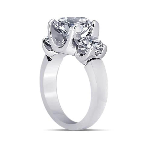 Round Real Diamonds 3 Stone Anniversary Ring Women Jewelry 3.50 Carats