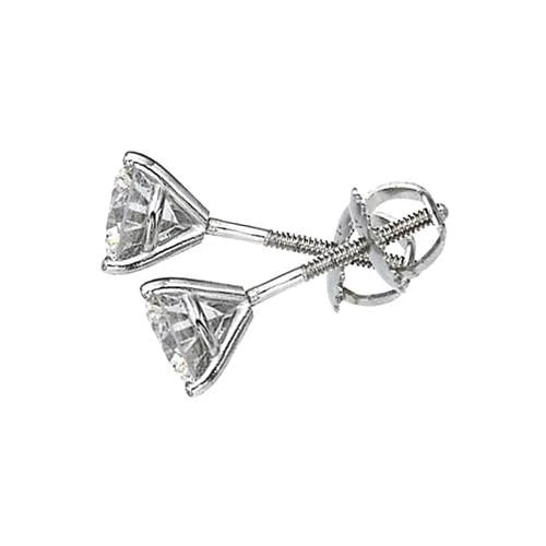 Round Real Diamonds Stud Earring 2.80 Carat Diamond Martini Style YG