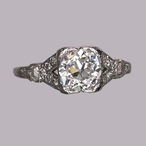 Round Rustic Real Diamond Engagement Ring