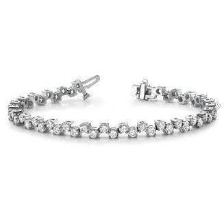 Round Shaped Fine Genuine Diamond Tennis Bracelet Solid Wg 14K 6.50 Ct