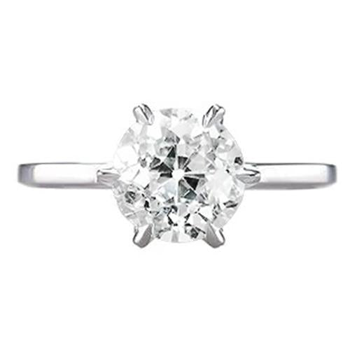 Round Solitaire Old Mine Cut Real Diamond Ring Prong Set 1 Carat