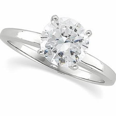 Round Solitaire Real Sparkling 2.25 Carat Diamond Engagement Ring 14K