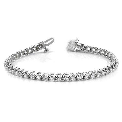 Round U Style 5 Carats Real Diamond Tennis Bracelet White Gold 14K