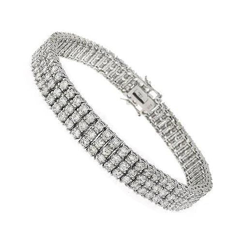Round 4 Prong Set Lab Grown Diamond Tennis Bracelet White Gold 14K 14.85 Carats