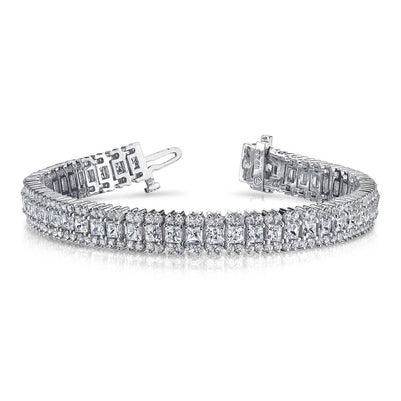 Round And Princess Cut 11.50 Ct Sparkling Lab Grown Diamonds Bracelet White Gold