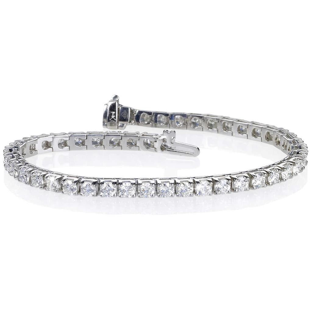 Round Brilliant Cut Lab Grown Diamond 8.10 Carats Tennis Bracelet 14K White Gold- Tennis Bracelet-harrychadent.ca
