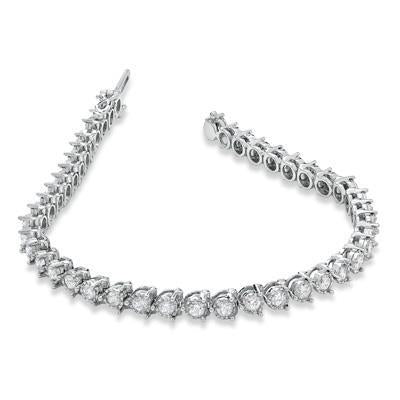 Round Cut Lab Grown Diamonds Prong Setting Tennis Bracelet White Gold 10.50 Ct