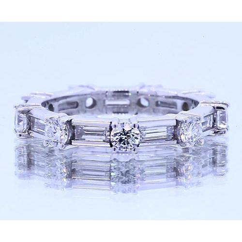 Round Lab Grown Diamond & Baguettes Anniversary Band 2.70 Carats Jewelry
