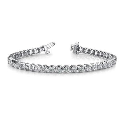 Round Lab Grown Diamond Tennis Bracelet Prong Set 10.08 Carat White Gold 14K