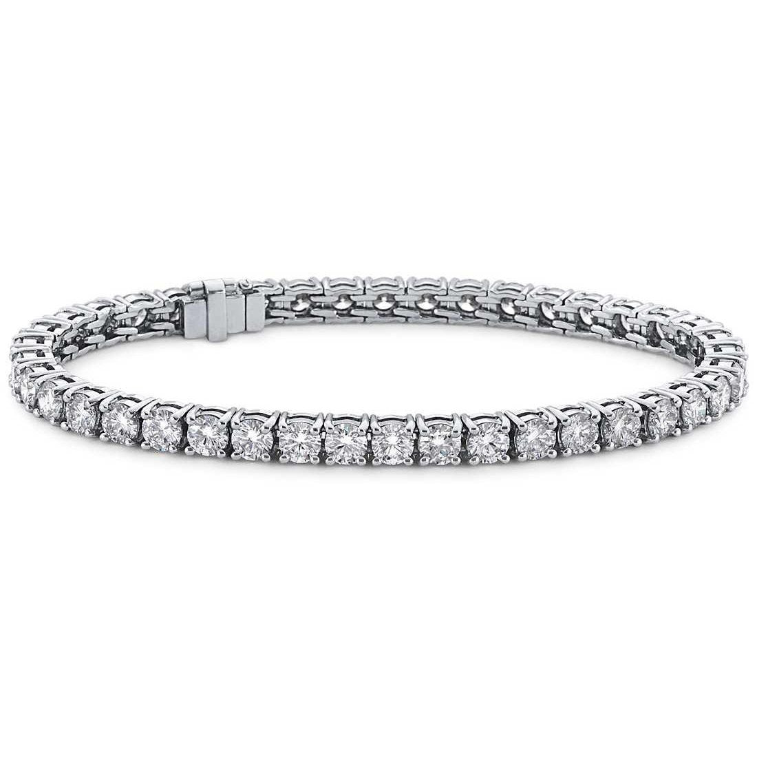 Round Lab Grown Diamond Tennis Bracelet Solid Gold Lady Jewelry 12 Ct.