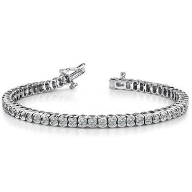 Round Lab Grown Diamond Tennis Bracelet White Gold Jewelry 9 Carats