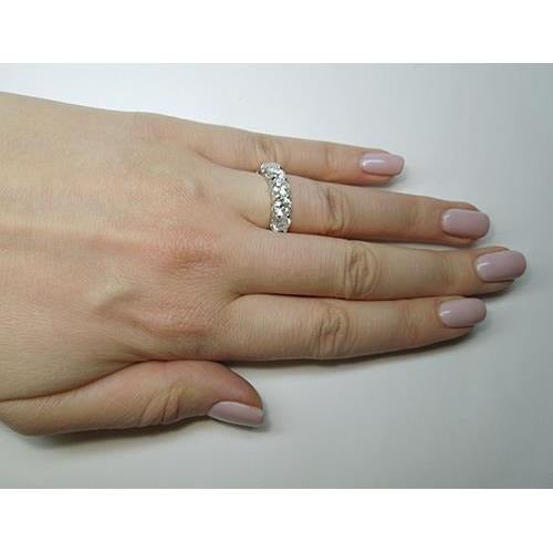Round Lab Grown Diamond Wedding Band White Gold Women Jewelry 7 Ct.