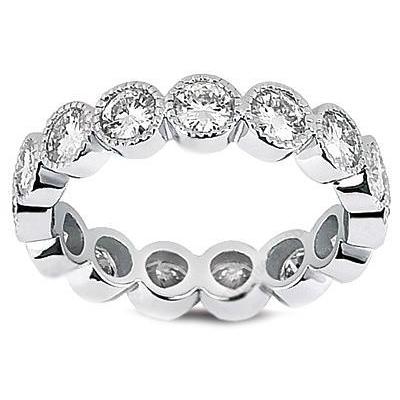 Round Lab Grown Diamond Wedding Eternity Band 4 Carats 14K White Gold