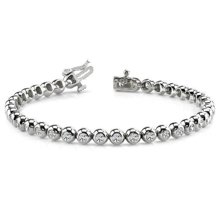 Round Lab Grown Diamond Women Tennis Bracelet White Gold 14K Jewelry 17.10 Ct- Tennis Bracelet-harrychadent.ca