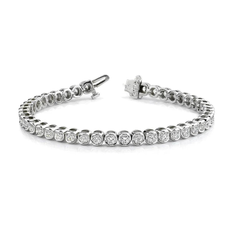 Round Lab Grown Diamond Women Tennis Bracelet White Solid Gold 14K 10.50 Ct