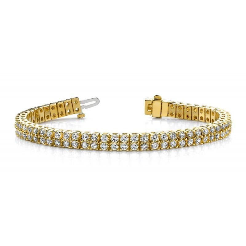 Round Lab Grown Diamonds Basic Tennis Bracelet Yellow Gold 14K 11 Carats - Tennis Bracelet-harrychadent.ca