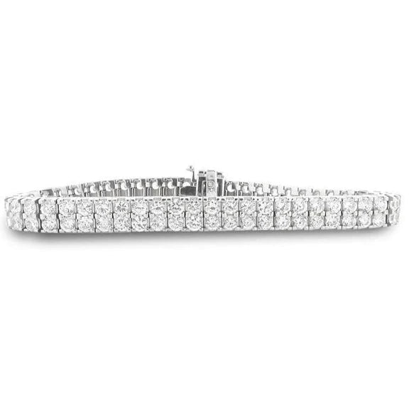Round Lab Grown Diamonds Tennis Bracelet White Gold Women Fine Jewelry 15 Ct