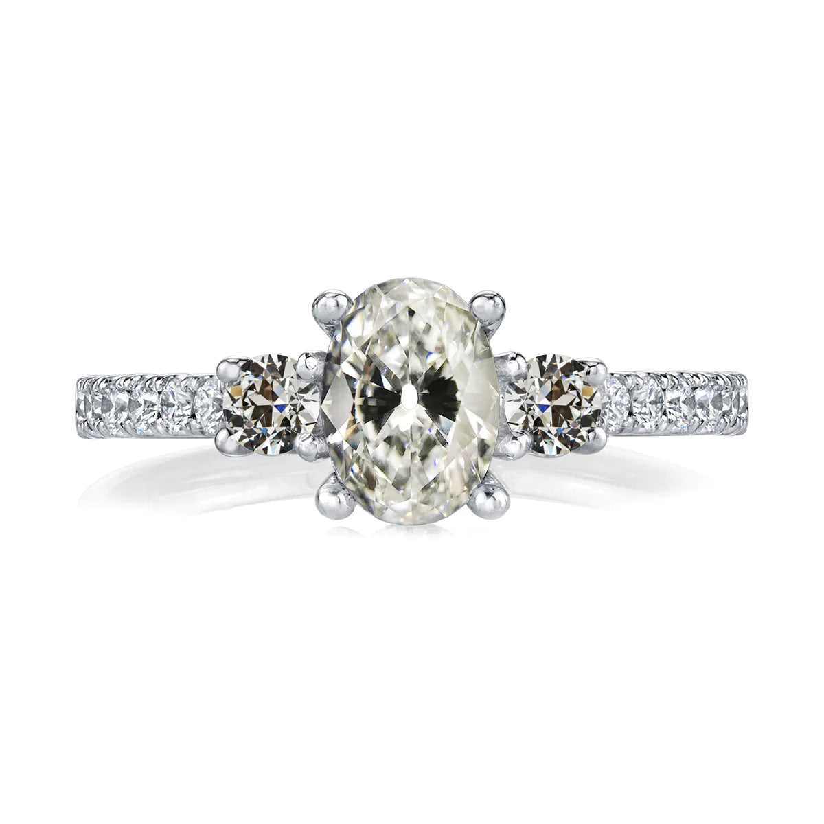 Round & Oval Old European Real Natural Earth Mined Diamond Ring 3 Stone Style 6.30 Carats