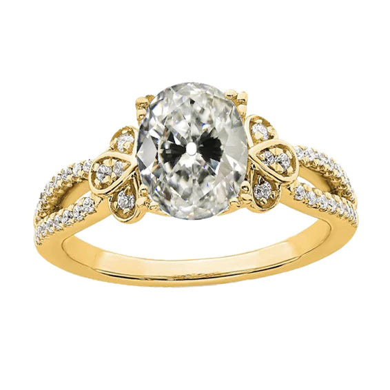 Round & Oval Old Miner Real Diamond Ring 14K Yellow Gold 5 Carats Jewelry