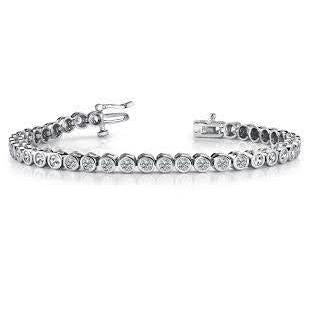 Round Shape Lab Grown Diamond Tennis Bracelet Gold White 14K 17.10 Ct Jewelry - Tennis Bracelet-harrychadent.ca