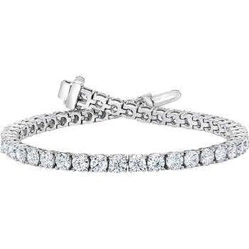 Round Shaped Lab Grown Diamond Tennis Bracelet Solid White Gold 14K 7.40 Carats- Tennis Bracelet-harrychadent.ca