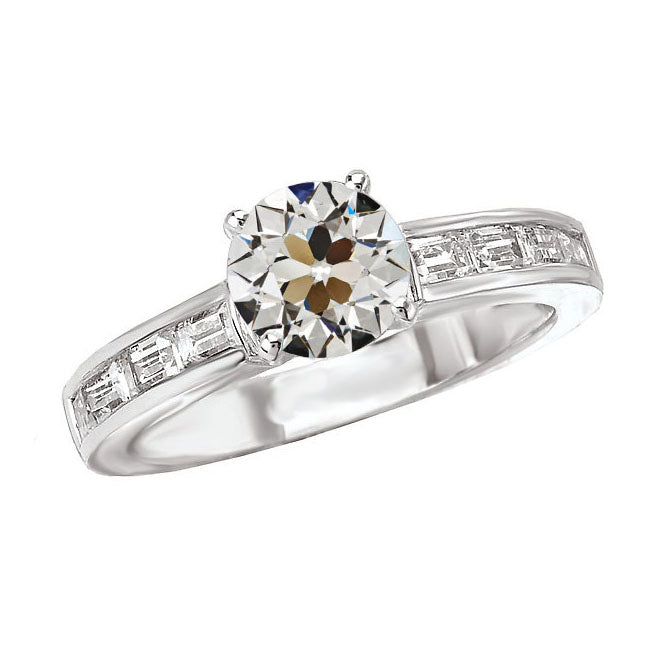 Designer Fine Diamond Solitaire with Side Stones 2 ct – main view