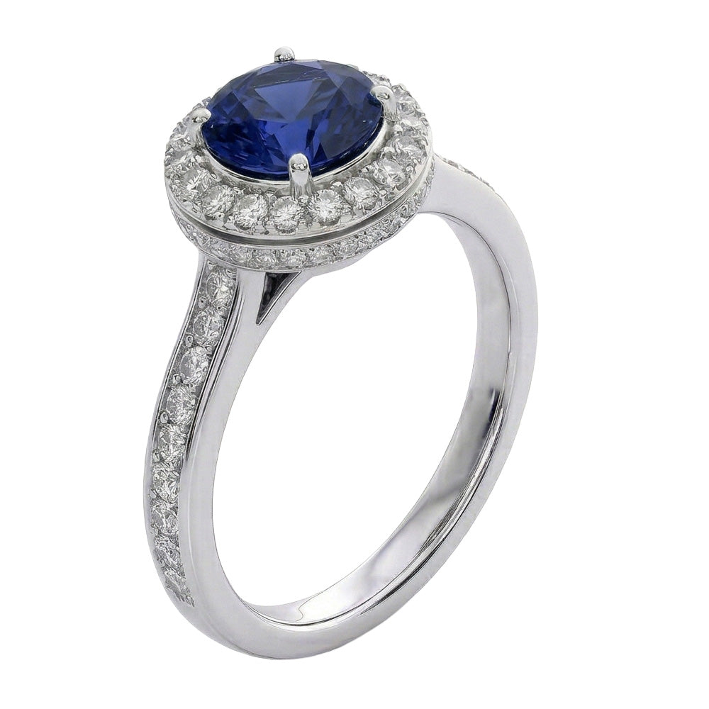Sapphire And Natural Earth Mined Diamond ( Not Lab Grown ) Wedding Ring Jewelry Gold White 3 Ct Round Cut
