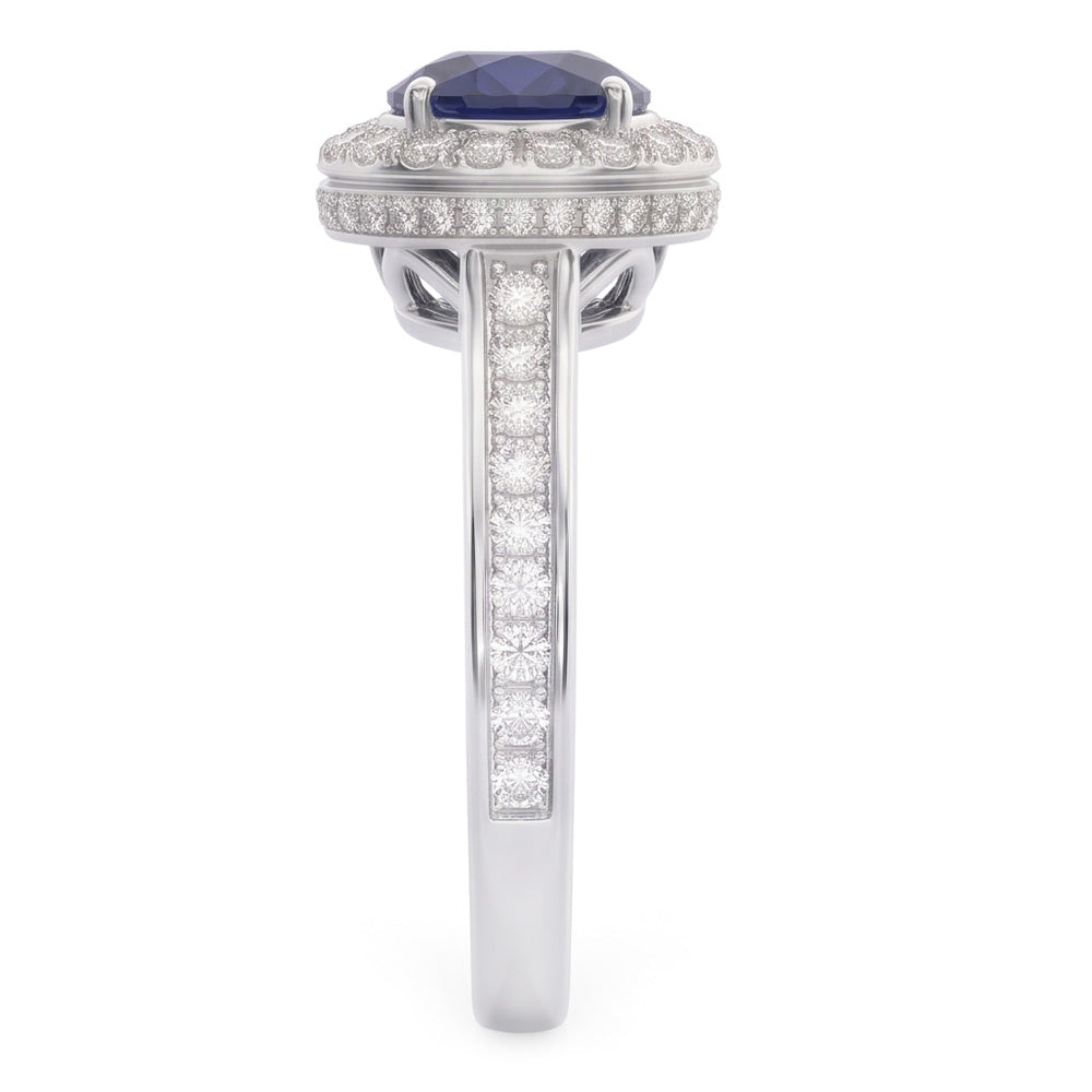 Sapphire And Natural Earth Mined Diamond ( Not Lab Grown ) Wedding Ring Jewelry Gold White 3 Ct Round Cut