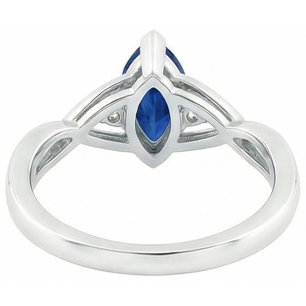 Sapphire Marquise Cut Engagement Ring With Natural Earth Mined Diamond ( Not Lab Grown ) s