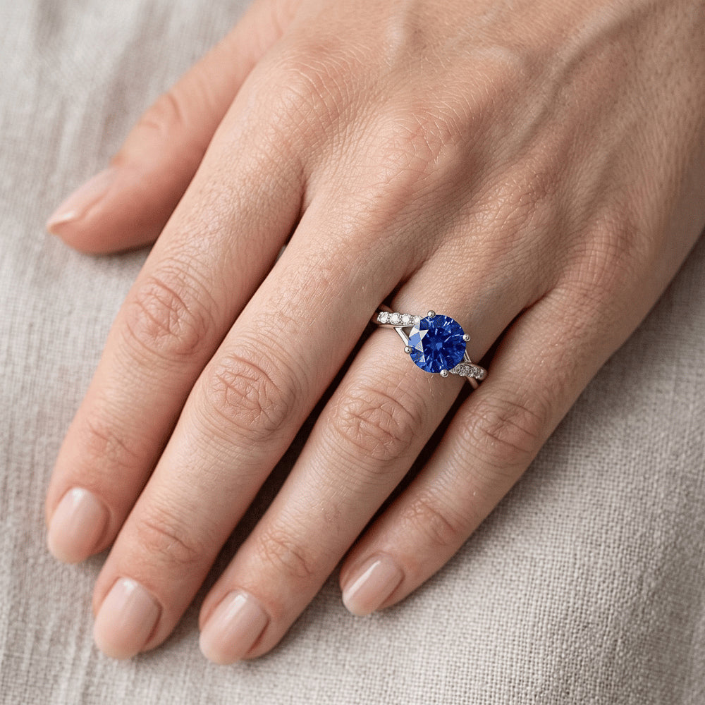 Sapphire Ring GIA CERTIFIED 2.85ct - White Gold 14K