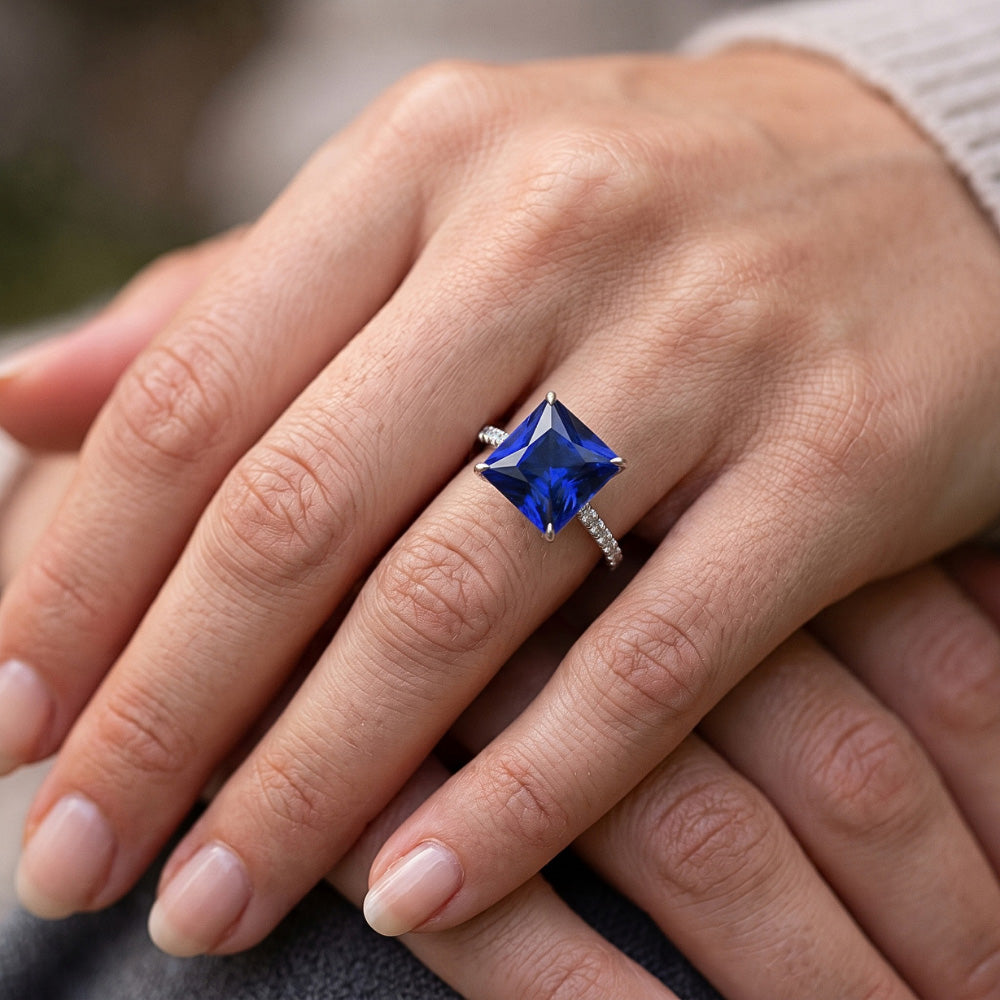 Sapphire Ring GIA CERTIFIED 7.14ct - White Gold 14K