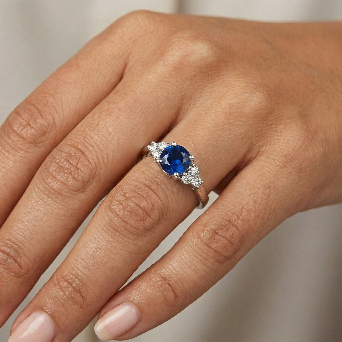 Sapphire Ring Round Cut Natural Earth Mined Diamond ( Not Lab Grown ) Jewelry
