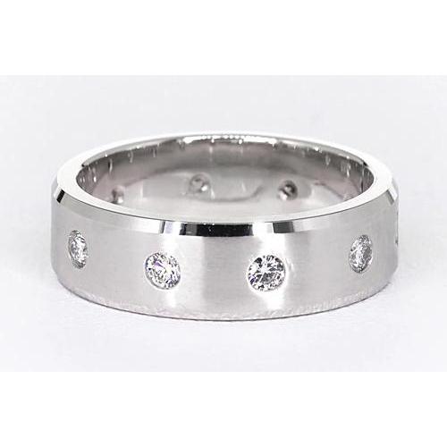 Satin Finish Anniversary Band Round Real Diamonds 14K
