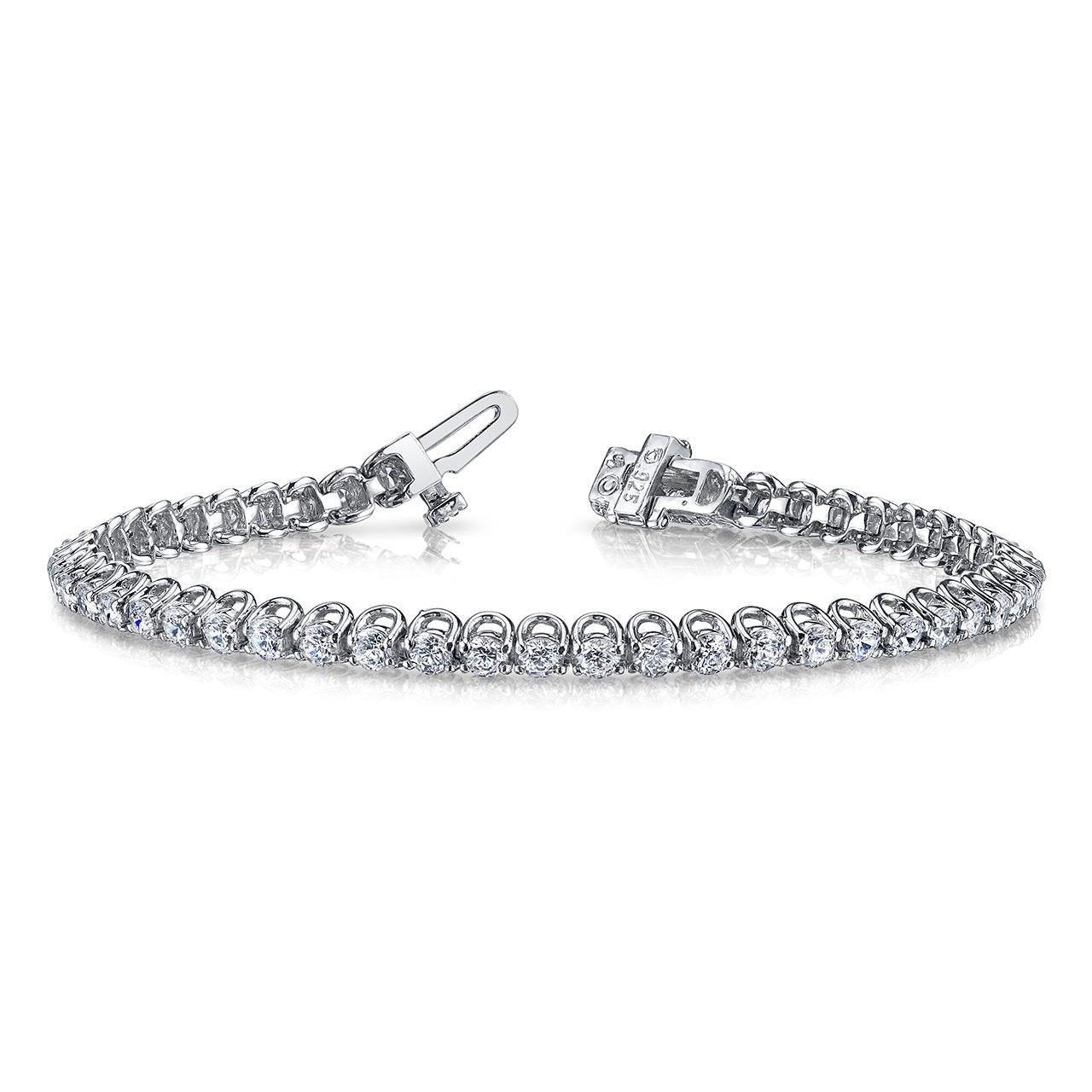 Scoop Link Tennis Bracelet 7.50 Ct Round Cut Genuine Diamonds White Gold 14K
