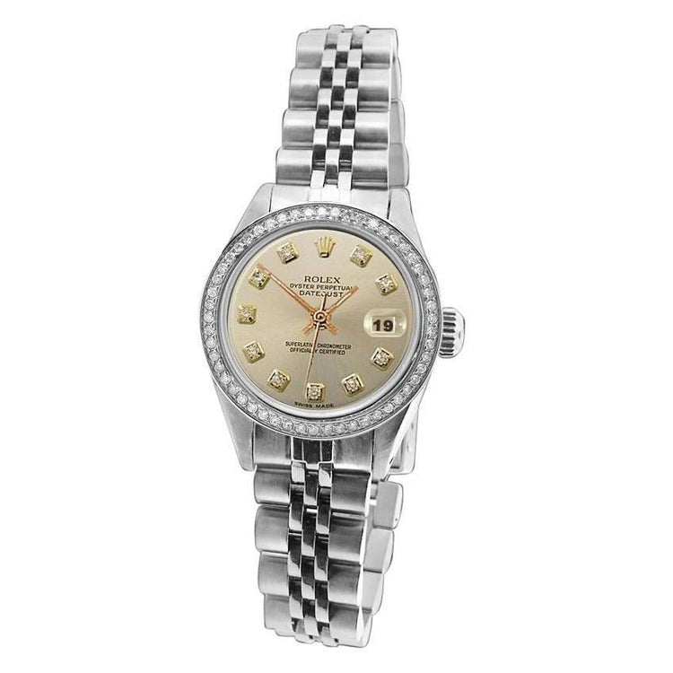Diamond Dial Bezel Watch Ss Jubile Bracelet Rolex
